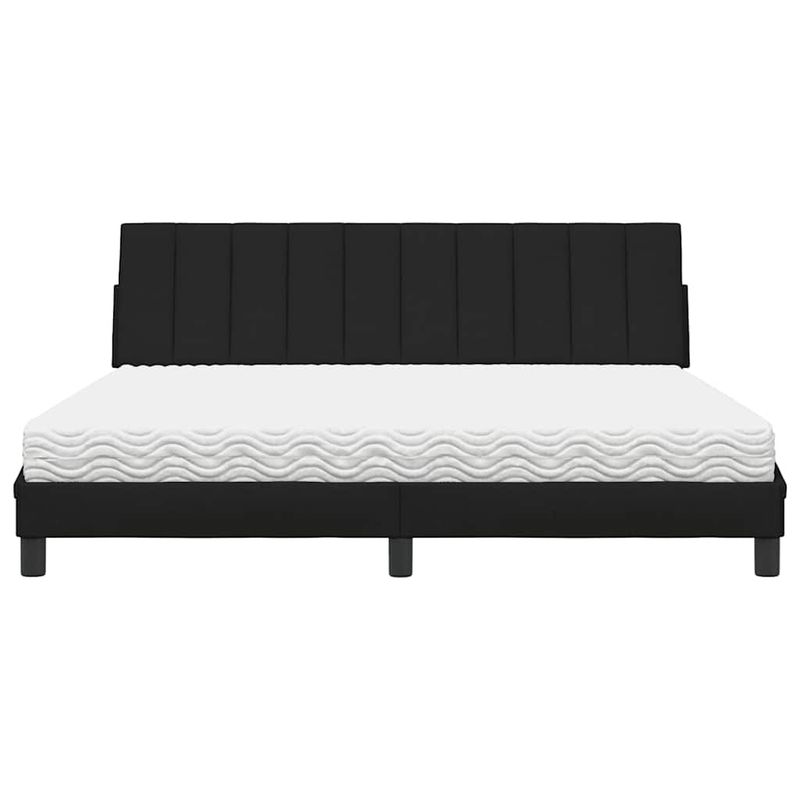 Casa si Gradina - Mobilier - Paturi si accesorii - Paturi - Pat cu saltea, negru, 180x200 cm, catifea - Infinity.ro