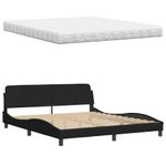 Casa si Gradina - Mobilier - Paturi si accesorii - Paturi - Pat cu saltea, negru, 180x200 cm, catifea - Infinity.ro