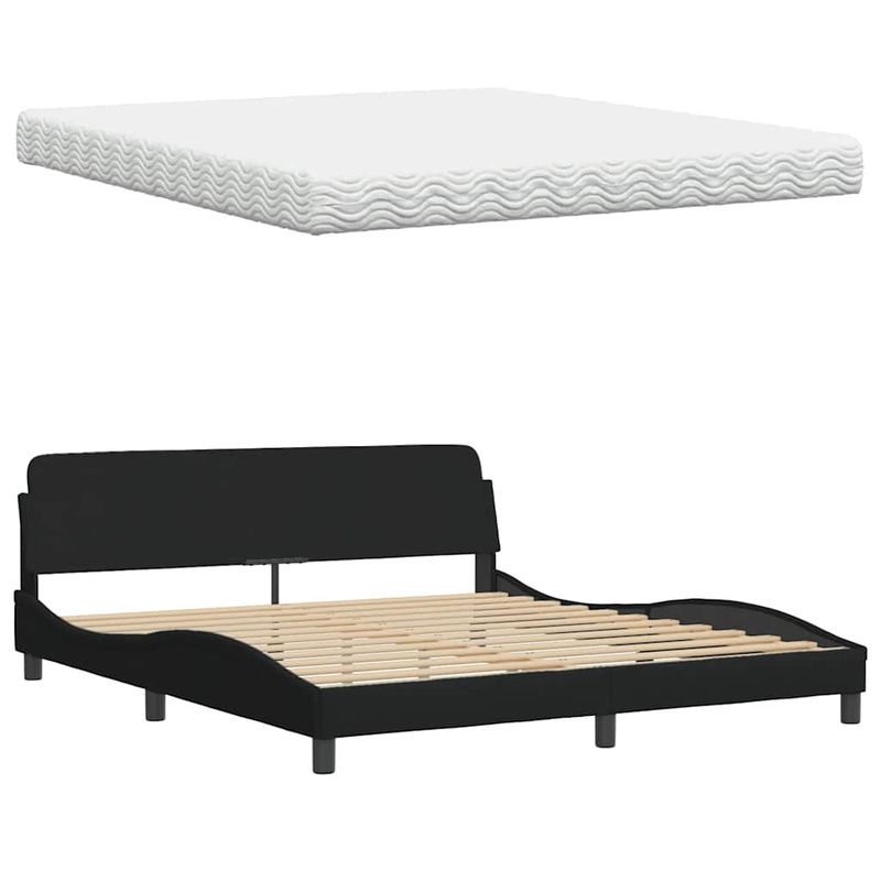 Casa si Gradina - Mobilier - Paturi si accesorii - Paturi - Pat cu saltea, negru, 180x200 cm, catifea - Infinity.ro