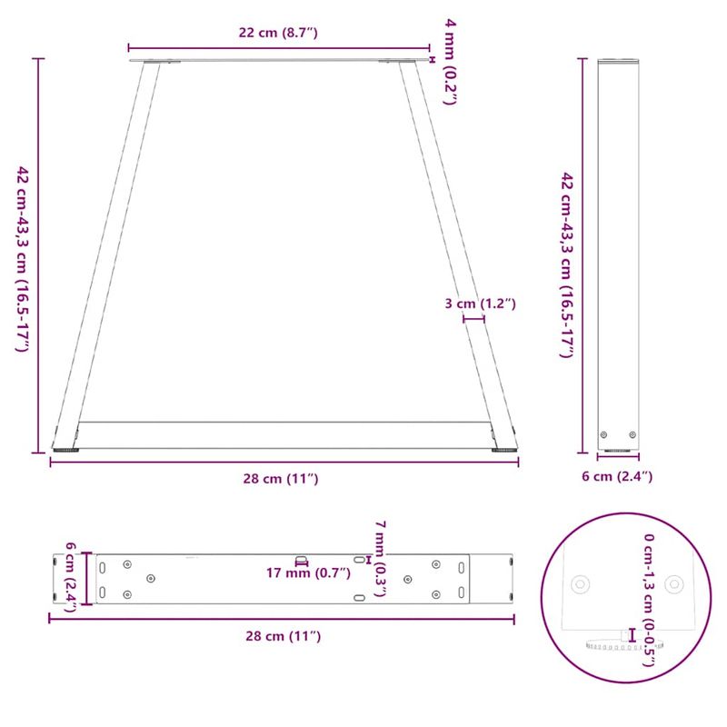 Casa si Gradina - Mobilier - Feronerie si accesorii mobila - Picioare pentru masa in forma de V 2 buc Negru Otel - Infinity.ro
