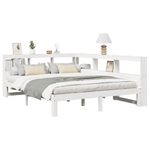 Casa si Gradina - Mobilier - Paturi si accesorii - Paturi - Pat cu biblioteca fara saltea, alb, 140x200 cm, lemn masiv pin - Infinity.ro