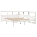 Casa si Gradina - Mobilier - Paturi si accesorii - Paturi - Pat cu biblioteca fara saltea, alb, 140x200 cm, lemn masiv pin - Infinity.ro