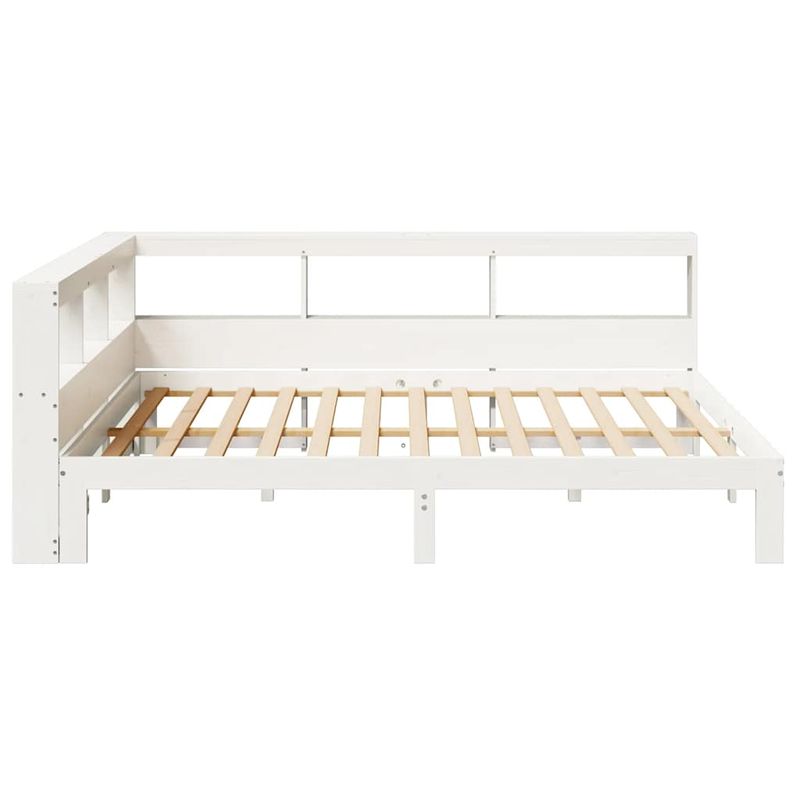 Casa si Gradina - Mobilier - Paturi si accesorii - Paturi - Pat cu biblioteca fara saltea, alb, 140x200 cm, lemn masiv pin - Infinity.ro