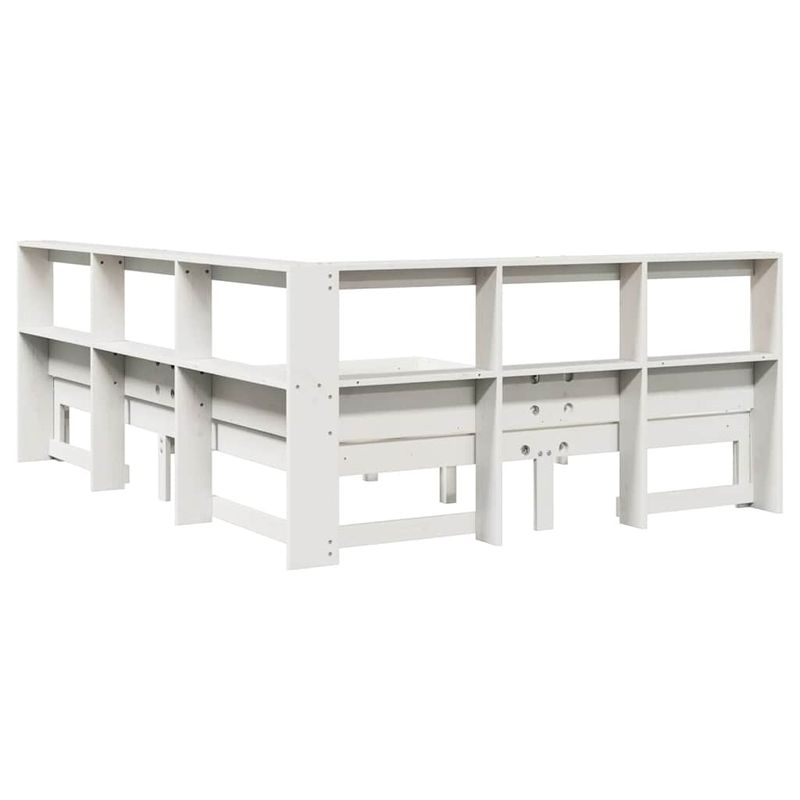 Casa si Gradina - Mobilier - Paturi si accesorii - Paturi - Pat cu biblioteca fara saltea, alb, 140x200 cm, lemn masiv pin - Infinity.ro