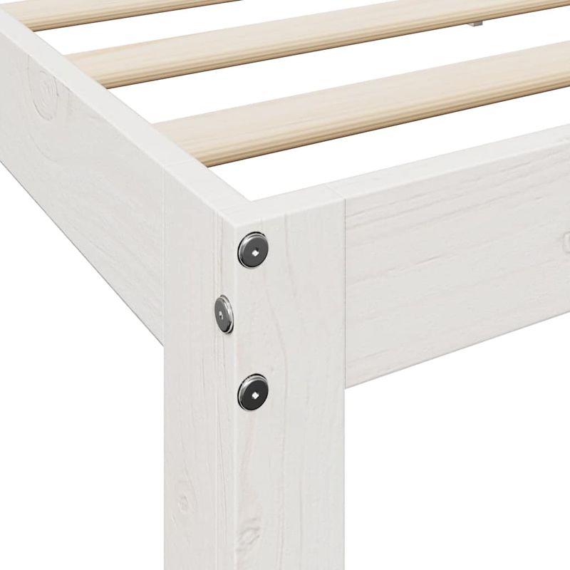 Casa si Gradina - Mobilier - Paturi si accesorii - Paturi - Pat cu biblioteca fara saltea, alb, 140x200 cm, lemn masiv pin - Infinity.ro