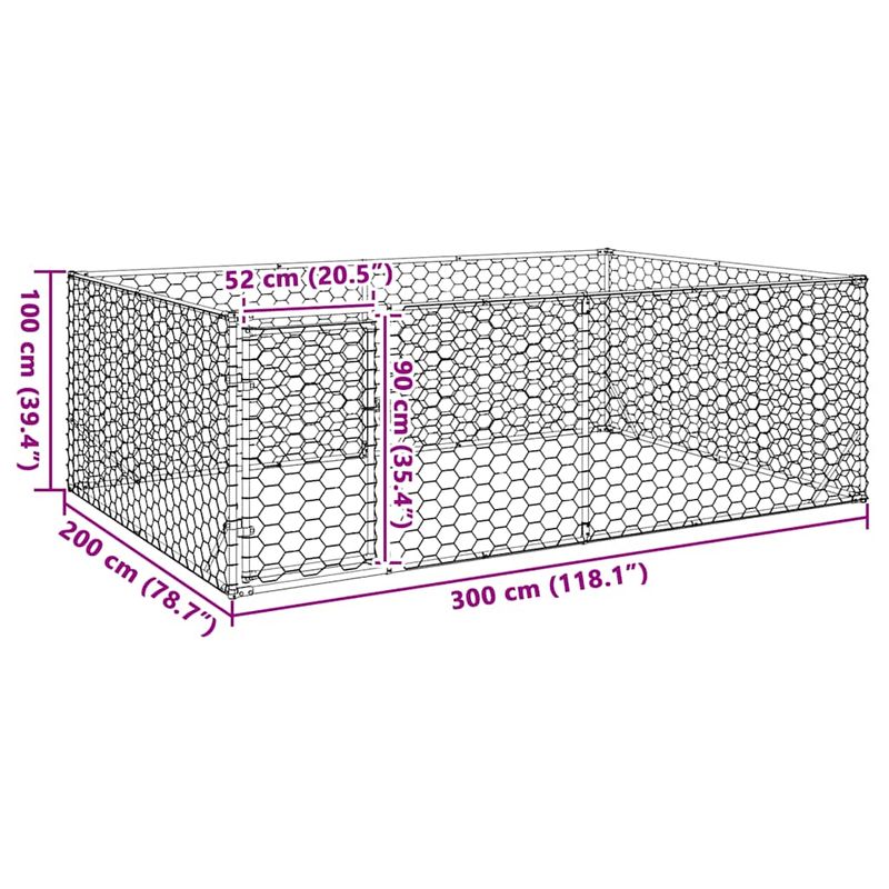 Petshop - Accesorii petshop - Culcusuri si custi - Custi interior si exterior - Canisa de exterior pentru caini cu usa 3x2x1 m otel galvanizat - Infinity.ro
