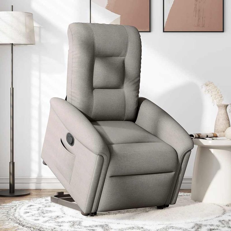 Casa si Gradina - Mobilier - Scaune si fotolii - Fotolii - Fotoliu rabatabil cu ridicare pe verticala, gri taupe, textil - Infinity.ro