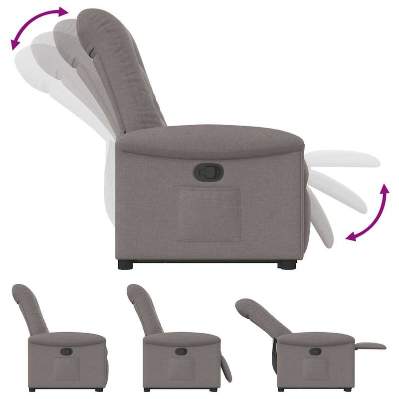 Casa si Gradina - Mobilier - Scaune si fotolii - Fotolii - Fotoliu rabatabil cu ridicare pe verticala, gri taupe, textil - Infinity.ro