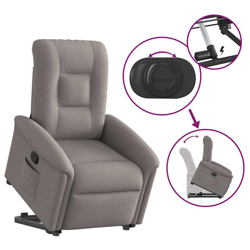 Casa si Gradina - Mobilier - Scaune si fotolii - Fotolii - Fotoliu rabatabil cu ridicare pe verticala, gri taupe, textil - Infinity.ro