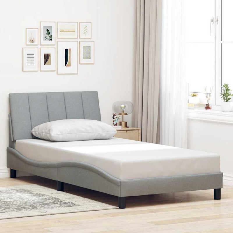 Casa si Gradina - Mobilier - Paturi si accesorii - Paturi - Cadru de pat fara saltea, gri deschis, 100x200 cm, textil - Infinity.ro