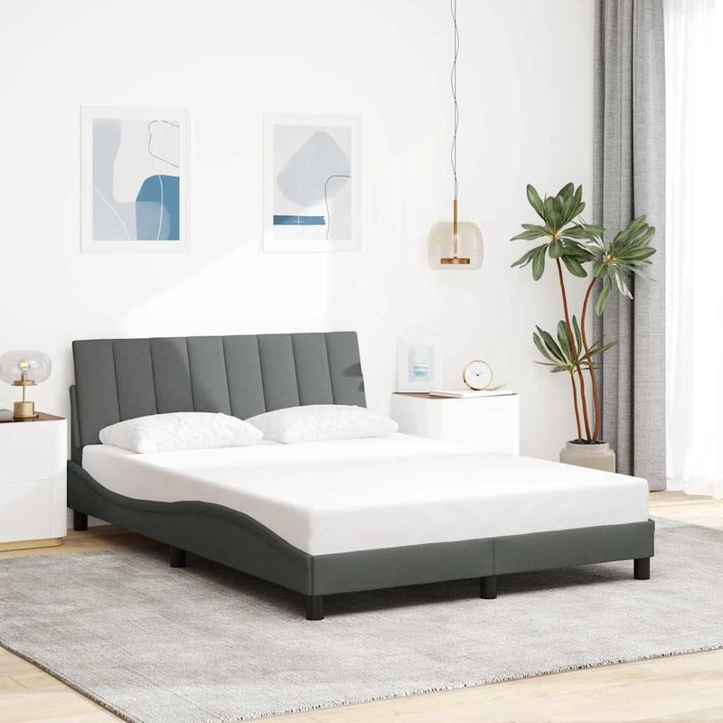 Casa si Gradina - Mobilier - Paturi si accesorii - Paturi - Cadru de pat fara saltea, gri inchis, 120x200 cm, textil - Infinity.ro