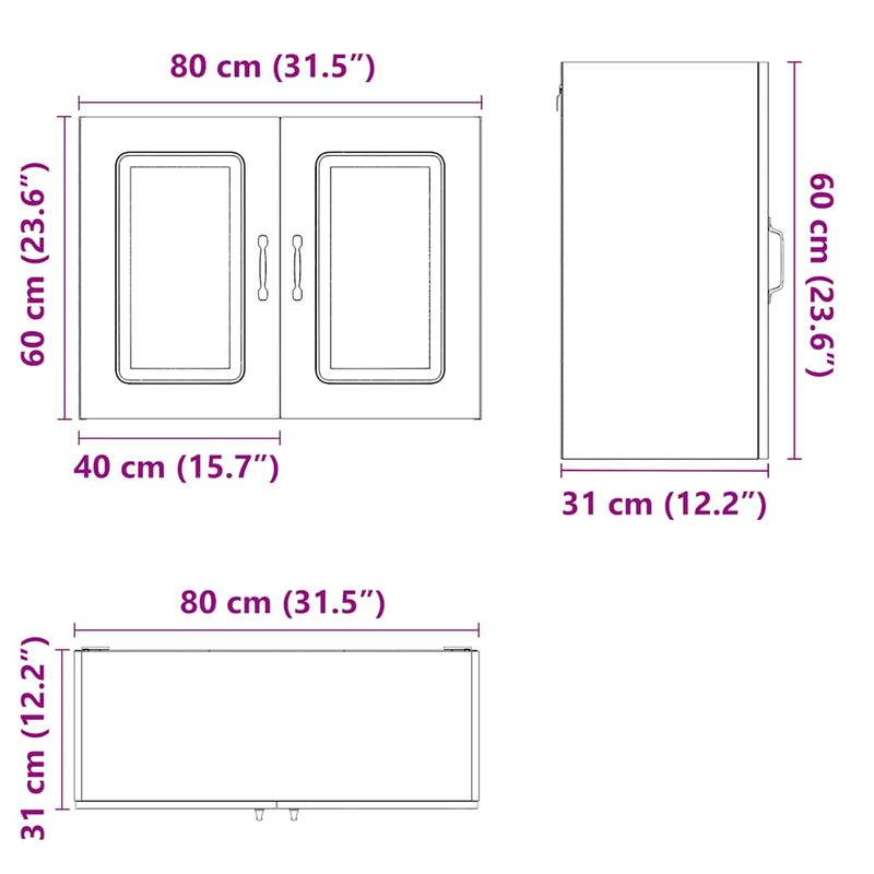 Casa si Gradina - Mobilier - Comode si corpuri - Corpuri bucatarie - Dulap de bucatarie "Kalmar" din lemn prelucrat alb lucios, mărime 80x31x60 cm, model 1x dulap de perete (2 uși) - Infinity.ro