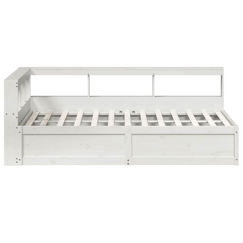 Casa si Gradina - Mobilier - Paturi si accesorii - Paturi - Pat cu biblioteca fara saltea, alb, 120x190 cm, lemn masiv pin - Infinity.ro