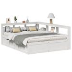 Casa si Gradina - Mobilier - Paturi si accesorii - Paturi - Pat cu biblioteca fara saltea, alb, 150x200 cm, lemn masiv pin - Infinity.ro