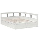 Casa si Gradina - Mobilier - Paturi si accesorii - Paturi - Pat cu biblioteca fara saltea, alb, 150x200 cm, lemn masiv pin - Infinity.ro