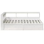 Casa si Gradina - Mobilier - Paturi si accesorii - Paturi - Pat cu biblioteca fara saltea, alb, 150x200 cm, lemn masiv pin - Infinity.ro