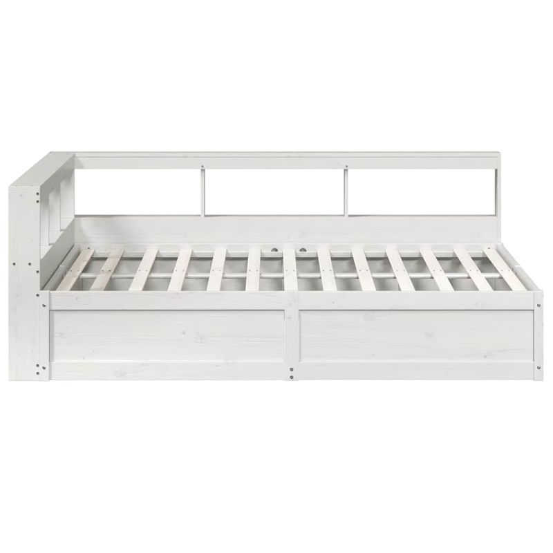 Casa si Gradina - Mobilier - Paturi si accesorii - Paturi - Pat cu biblioteca fara saltea, alb, 150x200 cm, lemn masiv pin - Infinity.ro