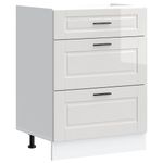 Casa si Gradina - Mobilier - Comode si corpuri - Corpuri bucatarie - Dulap baza de bucatarie „Porto” din lemn prelucrat alb lucios, mărime 60x46x81.5 cm, model 1x dulap inferior (3 sertare) - Infinity.ro