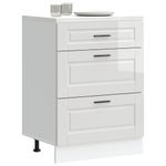 Casa si Gradina - Mobilier - Comode si corpuri - Corpuri bucatarie - Dulap baza de bucatarie „Porto” din lemn prelucrat alb lucios, mărime 60x46x81.5 cm, model 1x dulap inferior (3 sertare) - Infinity.ro