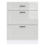 Casa si Gradina - Mobilier - Comode si corpuri - Corpuri bucatarie - Dulap baza de bucatarie „Porto” din lemn prelucrat alb lucios, mărime 60x46x81.5 cm, model 1x dulap inferior (3 sertare) - Infinity.ro