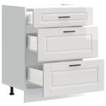 Casa si Gradina - Mobilier - Comode si corpuri - Corpuri bucatarie - Dulap baza de bucatarie „Porto” din lemn prelucrat alb lucios, mărime 60x46x81.5 cm, model 1x dulap inferior (3 sertare) - Infinity.ro