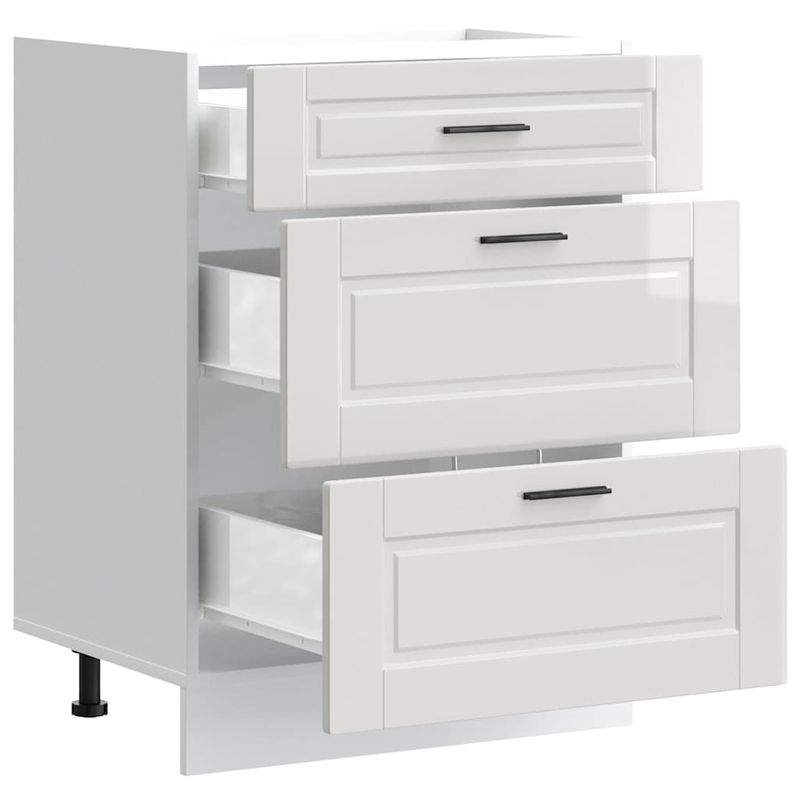 Casa si Gradina - Mobilier - Comode si corpuri - Corpuri bucatarie - Dulap baza de bucatarie „Porto” din lemn prelucrat alb lucios, mărime 60x46x81.5 cm, model 1x dulap inferior (3 sertare) - Infinity.ro