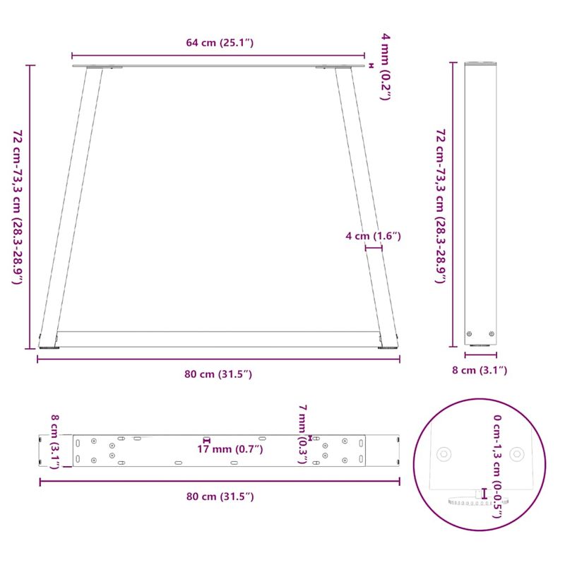 Casa si Gradina - Mobilier - Feronerie si accesorii mobila - Picioare pentru masa in forma de V 3 buc alb otel - Infinity.ro