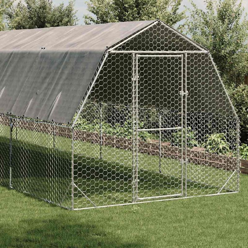 Petshop - Accesorii petshop - Culcusuri si custi - Custi interior si exterior - Pui de gaina cu acoperis 2,5x8x2,25 m otel galvanizat - Infinity.ro
