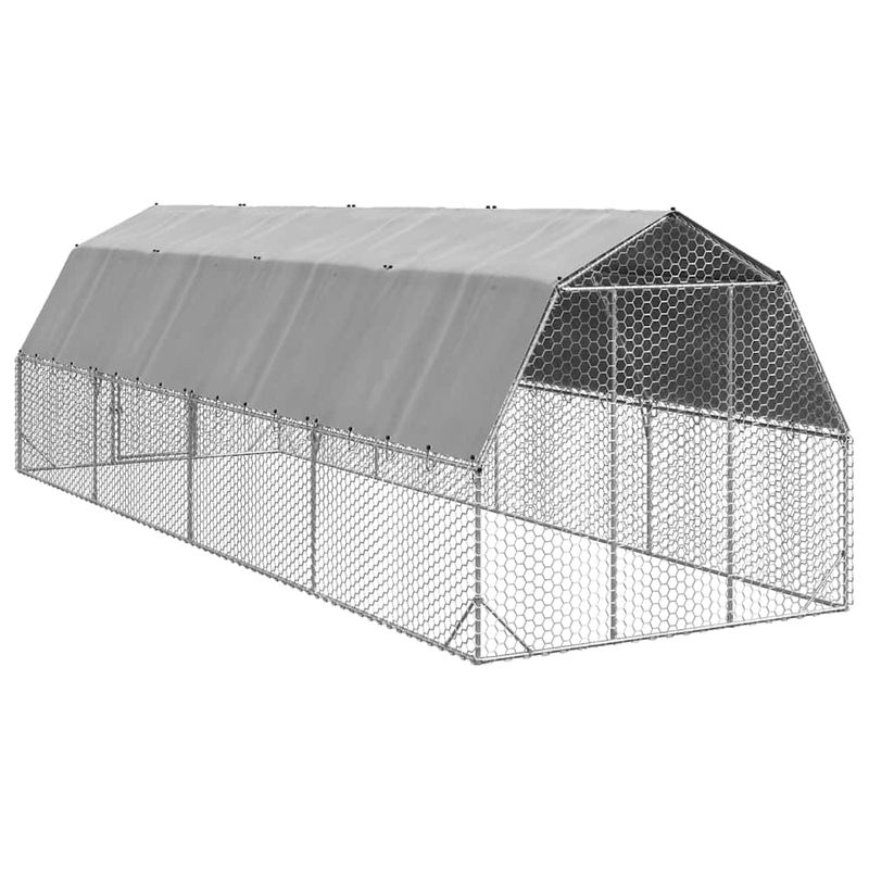 Petshop - Accesorii petshop - Culcusuri si custi - Custi interior si exterior - Pui de gaina cu acoperis 2,5x8x2,25 m otel galvanizat - Infinity.ro
