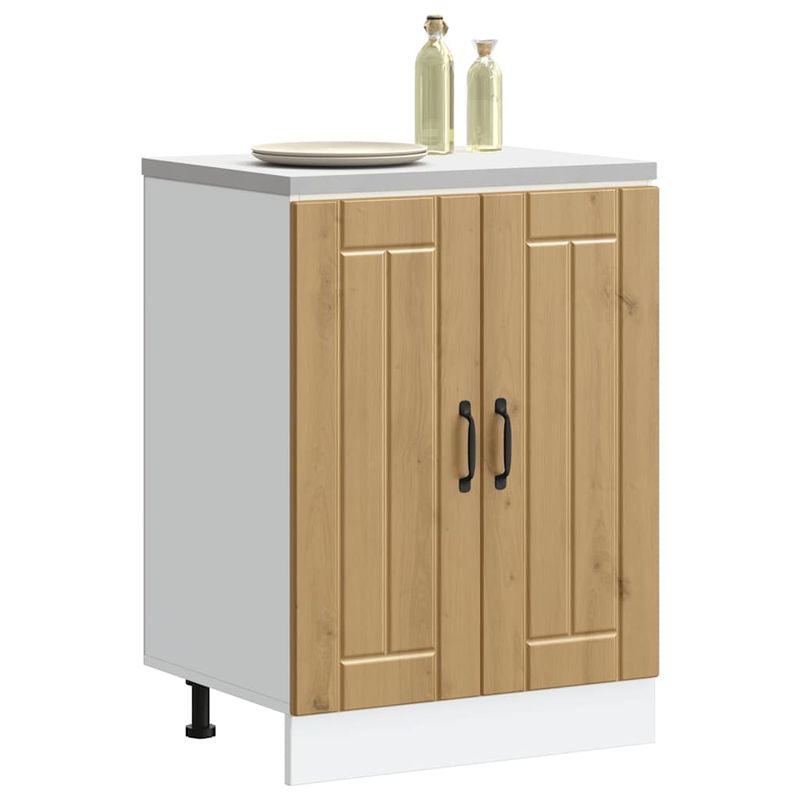 Casa si Gradina - Mobilier - Comode si corpuri - Corpuri bucatarie - Dulap de baza pentru chiuveta „Lucca” lemn de stejar artizanal, model 1x dulap inferior (2 uși), mărime 60x46x81.5 cm - Infinity.ro
