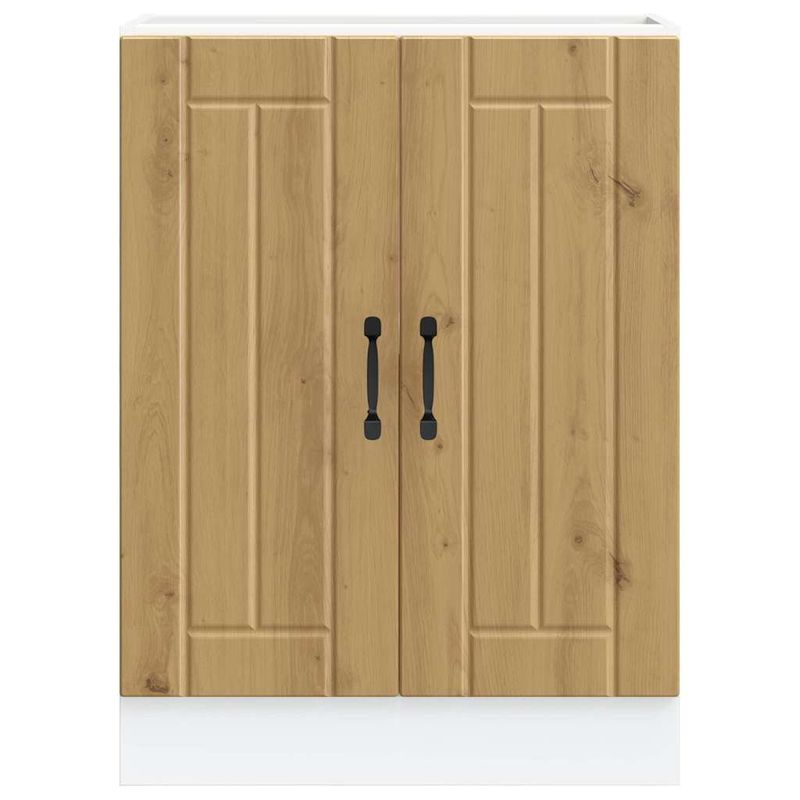 Casa si Gradina - Mobilier - Comode si corpuri - Corpuri bucatarie - Dulap de baza pentru chiuveta „Lucca” lemn de stejar artizanal, model 1x dulap inferior (2 uși), mărime 60x46x81.5 cm - Infinity.ro