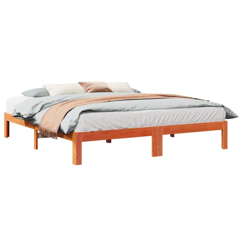 Casa si Gradina - Mobilier - Paturi si accesorii - Paturi - Cadru pat fara saltea, maro ceruit, 160x200 cm, lemn masiv pin - Infinity.ro