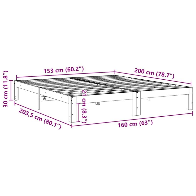 Casa si Gradina - Mobilier - Paturi si accesorii - Paturi - Cadru pat fara saltea, maro ceruit, 160x200 cm, lemn masiv pin - Infinity.ro