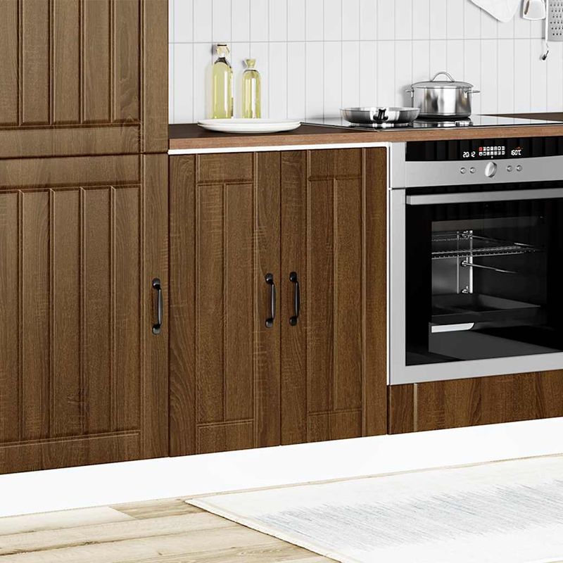 Casa si Gradina - Mobilier - Comode si corpuri - Corpuri bucatarie - Dulap de baza pentru chiuveta „Lucca” din lemn de stejar maro, mărime 60x46x81.5 cm, model 1x dulap inferior (2 uși) - Infinity.ro