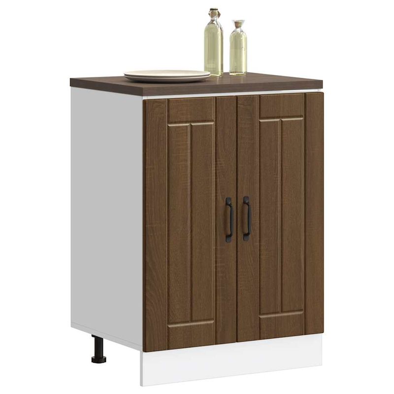 Casa si Gradina - Mobilier - Comode si corpuri - Corpuri bucatarie - Dulap de baza pentru chiuveta „Lucca” din lemn de stejar maro, mărime 60x46x81.5 cm, model 1x dulap inferior (2 uși) - Infinity.ro