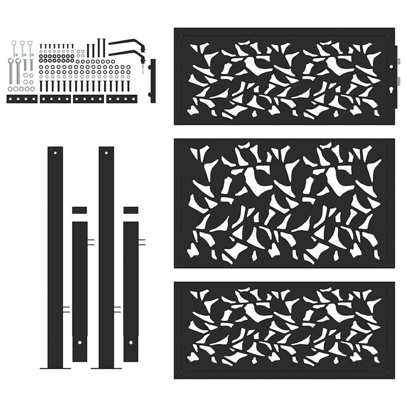 Casa si Gradina - Constructii - Usi interior, exterior si garaj - Usi garaj - Poarta de gradina neagra 105x130 cm Design cu frunze de otel - Infinity.ro