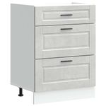 Casa si Gradina - Mobilier - Comode si corpuri - Corpuri bucatarie - Dulap de baza de bucatarie „Porto” Lemn prelucrat gri beton, model 1x dulap inferior (3 sertare), mărime 60x46x81.5 cm - Infinity.ro