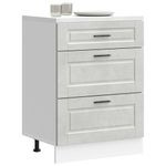 Casa si Gradina - Mobilier - Comode si corpuri - Corpuri bucatarie - Dulap de baza de bucatarie „Porto” Lemn prelucrat gri beton, model 1x dulap inferior (3 sertare), mărime 60x46x81.5 cm - Infinity.ro