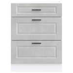 Casa si Gradina - Mobilier - Comode si corpuri - Corpuri bucatarie - Dulap de baza de bucatarie „Porto” Lemn prelucrat gri beton, model 1x dulap inferior (3 sertare), mărime 60x46x81.5 cm - Infinity.ro