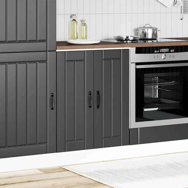 Casa si Gradina - Mobilier - Comode si corpuri - Corpuri bucatarie - Dulap de baza pentru chiuveta „Lucca” din lemn prelucrat negru, model 1x dulap inferior (2 uși), mărime 60x46x81.5 cm - Infinity.ro