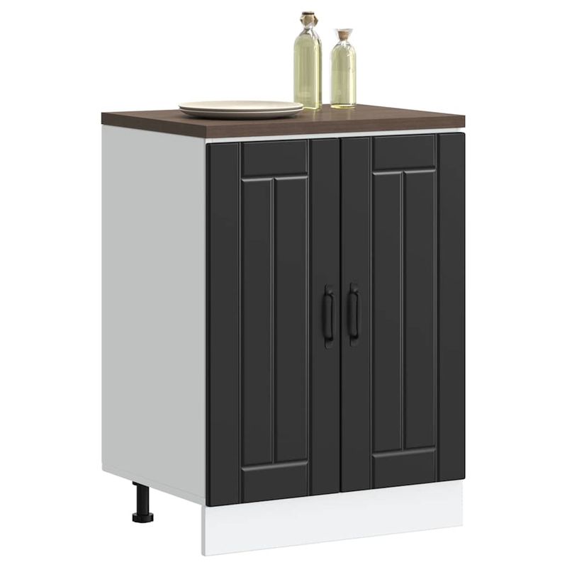 Casa si Gradina - Mobilier - Comode si corpuri - Corpuri bucatarie - Dulap de baza pentru chiuveta „Lucca” din lemn prelucrat negru, model 1x dulap inferior (2 uși), mărime 60x46x81.5 cm - Infinity.ro