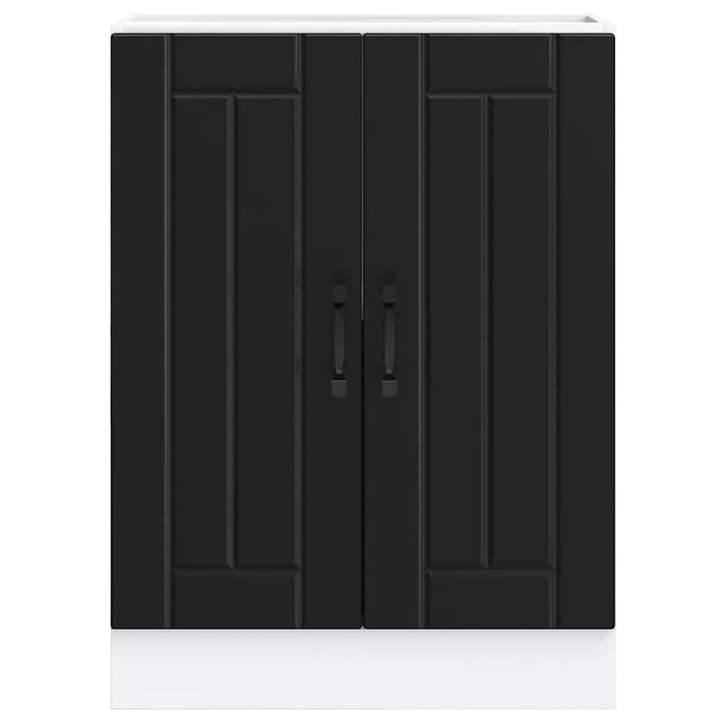 Casa si Gradina - Mobilier - Comode si corpuri - Corpuri bucatarie - Dulap de baza pentru chiuveta „Lucca” din lemn prelucrat negru, model 1x dulap inferior (2 uși), mărime 60x46x81.5 cm - Infinity.ro