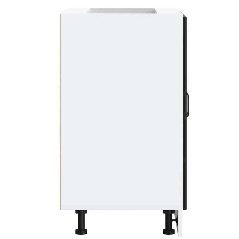 Casa si Gradina - Mobilier - Comode si corpuri - Corpuri bucatarie - Dulap de baza pentru chiuveta „Lucca” din lemn prelucrat negru, model 1x dulap inferior (2 uși), mărime 60x46x81.5 cm - Infinity.ro