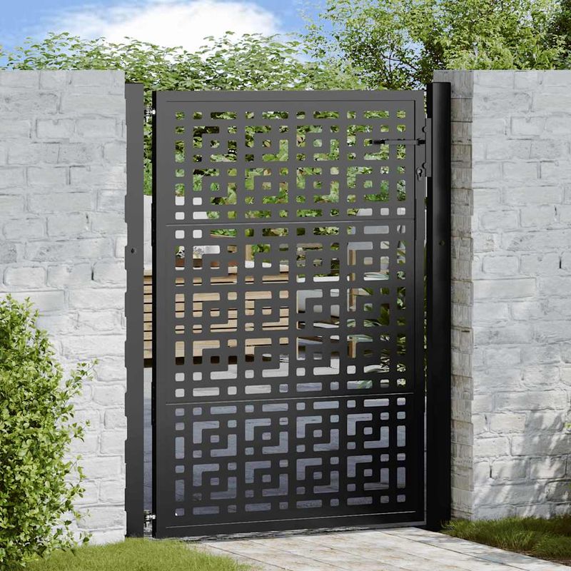 Casa si Gradina - Gradina si terasa - Garduri, panouri si accesorii - Poarta de gradina neagra 105x130 cm Design in cruce de otel - Infinity.ro
