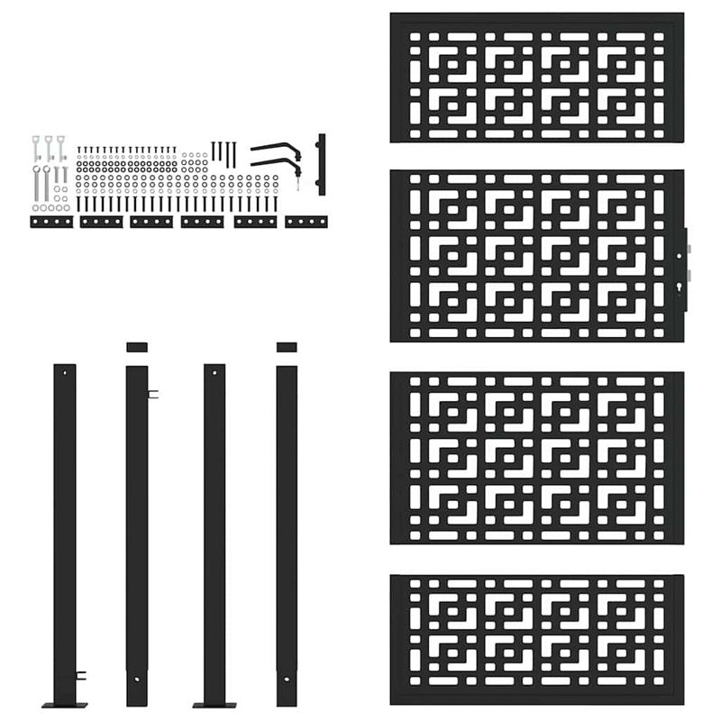 Casa si Gradina - Constructii - Usi interior, exterior si garaj - Usi garaj - Poarta de gradina neagra 105x180 cm Design cruce de otel - Infinity.ro
