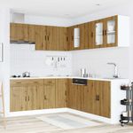 Casa si Gradina - Mobilier - Comode si corpuri - Corpuri bucatarie - Set dulap de bucatarie 11 piese „Porto” stejar artizanal lemn - Infinity.ro