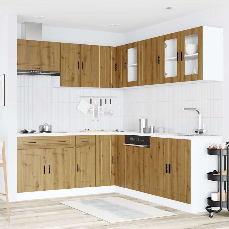 Casa si Gradina - Mobilier - Comode si corpuri - Corpuri bucatarie - Set dulap de bucatarie 11 piese „Porto” stejar artizanal lemn - Infinity.ro