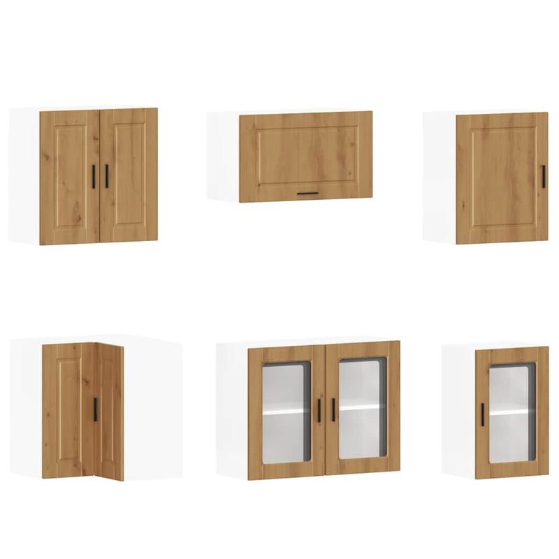 Casa si Gradina - Mobilier - Comode si corpuri - Corpuri bucatarie - Set dulap de bucatarie 11 piese „Porto” stejar artizanal lemn - Infinity.ro
