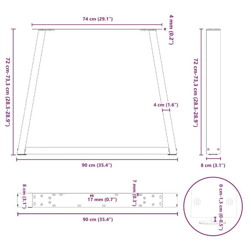 Casa si Gradina - Mobilier - Feronerie si accesorii mobila - Picioare pentru masa in forma de V 2 buc alb otel - Infinity.ro