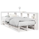 Casa si Gradina - Mobilier - Paturi si accesorii - Paturi - Pat cu biblioteca fara saltea, alb, 90x200 cm, lemn masiv pin - Infinity.ro